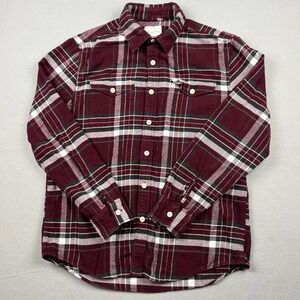 American Eagle Men's Medium Super Soft Plaid Burgundy Flannel Button Down Shirt